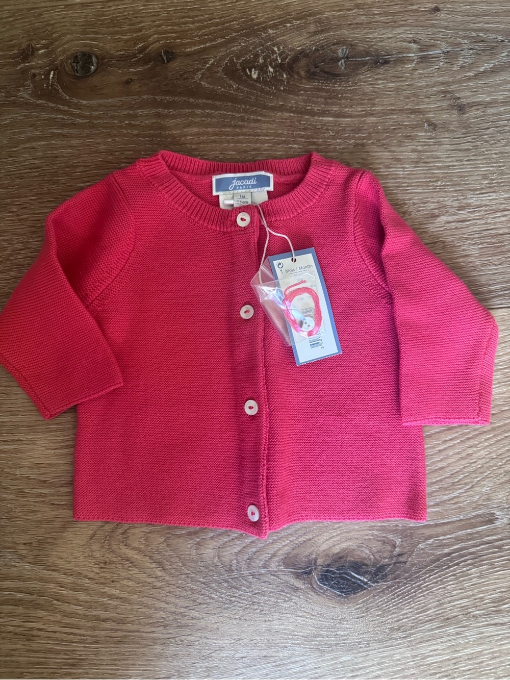 Jacadi Coral Pink Knit Baby Cardigan